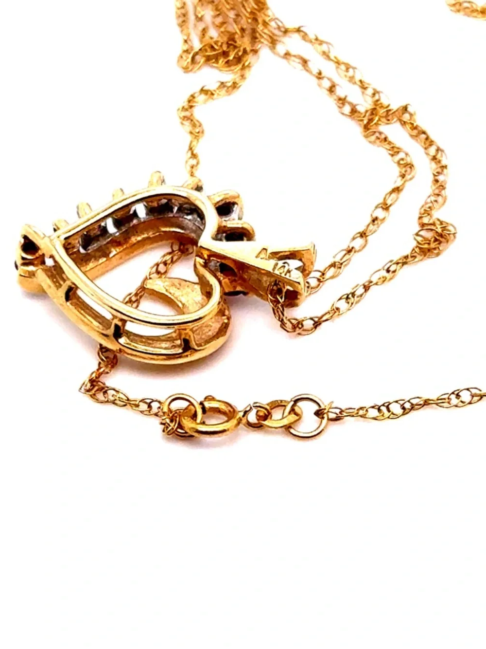 14K Gold‎ Diamond/Rubies Heart Pendant Necklace